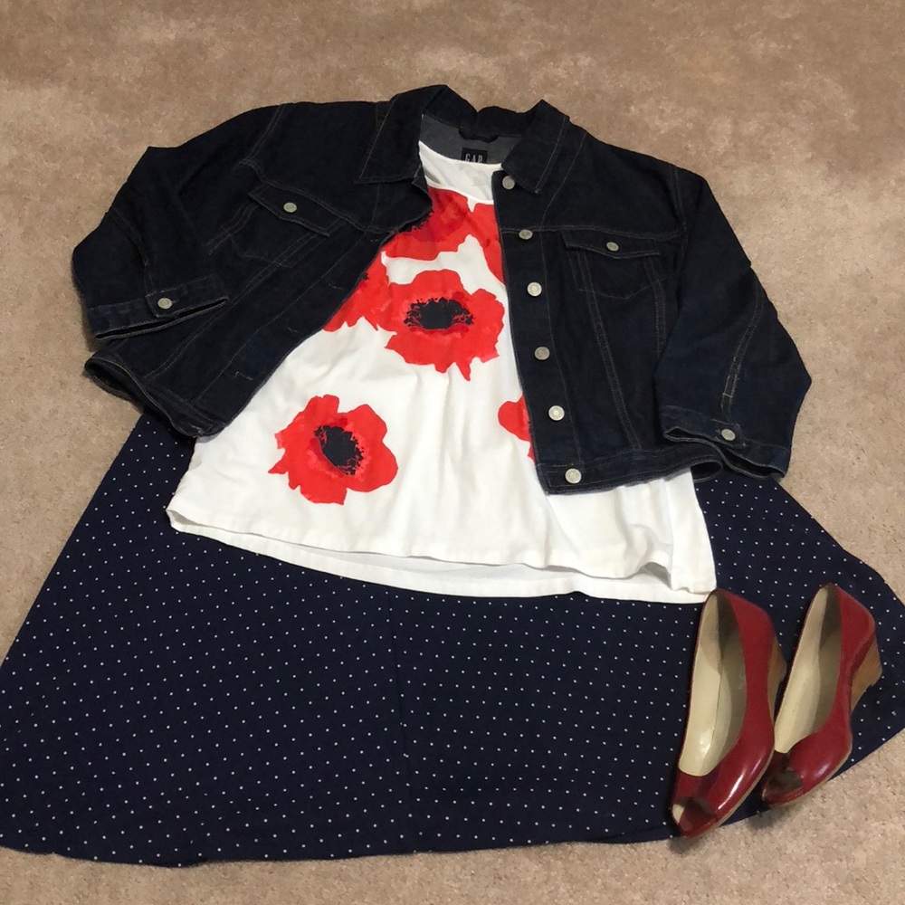 Lands End red poppies tank top xl